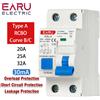 EARU Interruttore Differenziale Magnetotermico RCBO Tipo A 2P 30mA 20A 25A 32A 230V MCB con Protezione da Sovraccarico e Cortocircuito Curva B C