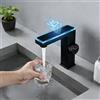 WJNMONE Rubinetto da Bagno Moderno con Display LED della Temperatura, Miscelatore Intelligente per Lavabo, Acqua Calda e Fredda Rubinetti di lusso con bacino grigio bianco nero montato sul ponte