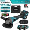 Yofidra Smerigliatrice angolare elettrica brushless YOFIDRA 20000 giri/min 125 mm per taglio, molatura e lucidatura di legno e metallo, compatibile con batterie Makita 18-21V.