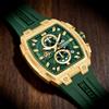 Curren Orologio da Uomo CURREN con Quadrante Rettangolare da 41mm, Cronografo al Quarzo di Lusso con Cinturino in Silicone e Lancette Luminose
