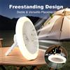VENUSWING Ventilatore da campeggio a 3 velocità con illuminazione a 3 colori, ventilatore da tavolo con gancio, ricaricabile tramite USB per esterni e interni