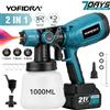 Yofidra Pistola a Spruzzo Elettrica YOFIDRA 1000ML, 66000RPM, Spruzzatore di Vernice Senza Fili, Aerografo per Rivestimenti in Acciaio, Utensile Elettrico Compatibile con Batteria Makita