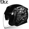 orz Casco da moto con visiera parasole integrata, casco semi-chiuso per scooter, omologato DOT per uomo e donna