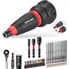 Geinxurn Set di Cacciaviti Magnetici Geinxurn Impact, Manico a Cricchetto Corto 2-in-1, Chiave a Bussola a Doppia Estremità, Inserti, Avvitatore per Dadi per Riparazioni
