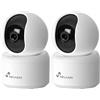 NONE NIVIAN Confezione da 2 Telecamere di Sorveglianza per Interni 360º WiFi Dome - Registrazione su MicroSD (non inclusa) - 2K - Audio Bidirezionale - Rilevamento Umano e Auto-Tracking - Compatibile con