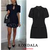 KONDALA Elegante Mini Abito da Donna Chic per le Feste, Nero con Collo a O, Cerniera e Maniche Corte a Sbuffo, Moda Primavera Estate 2026, Abito da Festa