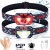Heinast Torcia frontale a LED a 8 modalità con sensore di movimento, potente lampada frontale COB per campeggio e pesca