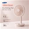 KINSCOTER Ventilatore da tavolo oscillante intelligente, 5 velocità del vento, angolo regolabile, ventilatore ricaricabile da 4000 mAh per casa, ufficio, stanza