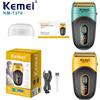 Kemei Rasoio Elettrico Kemei per Uomo, Trimmer per Barba Professionale Impermeabile, Rasoio a Lamina con 3 Lame, Ricarica USB KM-T370