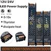 YSRSAI Alimentatore LED DC12V 24V con Dimmer Triac e 0-10V, Trasformatore per Illuminazione 60W 100W 150W 200W 250W 300W, Driver LED Dimmerabile
