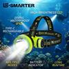 ESMARTER Lampada Frontale LED Impermeabile Super Luminosa per Immersioni e Pesca Subacquea, Ricaricabile, Portatile, Subacquea fino a 350m