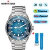 NORTH EDGE TRITON-TI Orologio Subacqueo di Lusso in Titanio e Acciaio, Alimentato a Energia Solare, per Uomo, Impermeabile 300M, 180+ Giorni di Autonomia
