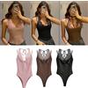 Guobioziy Body da Donna 2026 Nuova Moda Primavera Estate Marrone con Inserti in Pizzo, Body Chic e Personalizzato con Spalline Sottili