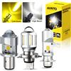AUXITO 1 Pezzo Lampadina LED H4 BA20D H6 per Faro Moto con Lente Fisheye CSP T19 P15D, Luce Bianca e Ambra per Scooter