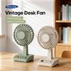 KINSCOTER Ventilatore da tavolo vintage 2000mAh 90 ° Mini Ventilatore Ricaricabile Inclinabile e Regolabile a 5 Velocità per Casa/Ufficio/Studenti/Regalo