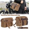 WUMFIRE Borsa da moto vintage in tela impermeabile e pelle marrone, borsa posteriore retrò, borsa laterale per motociclisti, borse da sella per moto
