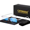 CATERSIDE Occhiali da Sole Retrò Poligonali da Uomo, Montatura Semi-Rimless in Metallo, Protezione UV400, Occhiali Decorativi per Donna, Protezione per Guida e Attività all'Aperto