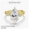 szjinao Anello di Fidanzamento in Oro 14K Vero Placcato Oro con Moissanite 3CT Taglio Marquise Certificato GRA, Ispirato alla Natura, Au585, da Donna
