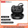 Lenovo Auricolari sportivi wireless Lenovo LP75 con microfoni, controllo tramite pulsanti, display LED per la carica, cuffie Bluetooth TWS con audio stereo Hi-Fi