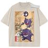 Potdemiel T-shirt Grafica Pokémon Gengar Uomo Donna Oversize Vintage Lavata Anime Manica Corta Estiva 2026 Streetwear Casual Top Y2k