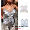 KONDALA Top Corto da Donna in Raso con Pizzo e Fiocco, Stile Y2K, Sexy e Chic, per Feste e Serate, Moda Primavera Estate 2026