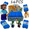 Bandai NUOVO Set di Figurine Anime My World Steve 16 Pezzi Modelli in PVC Giocattoli Decorativi da Scrivania per Bambini Confezione Regalo Sorpresa