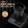 IKAPE Bilancia Digitale per Caffè IKAPE Mini con Timer, Alta Precisione 2kg/0.1g, Ricaricabile, per Espresso, Funzione Tara, Display LED