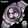 SUGESS Orologio cronografo da uomo Sugess Peacock SL4801 con movimento automatico meccanico, impermeabile, con lunetta in vetro zaffiro S473