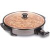PYRAMIDEA Piatto Multifunzione Elettrico per Pizza Potenza 1500W con Coperchio e Termostato in Acciaio Colore Nero PM1500