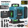 Yofidra Livella laser 4D YOFIDRA a 16 linee con controllo remoto tramite APP, ricaricabile, autolivellante, 360° linea verde, batteria agli ioni di litio di grande capacità.