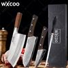 WXCOO Coltello Giapponese in Acciaio Inossidabile 7 Pollici, Coltello da Cucina con Manico Ergonomico in Legno, Coltelli Santoku per Cucinare, Accessori da Cucina
