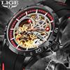 LIGE Nuovo Orologio da Uomo alla Moda, Scheletrato, Automatico, Meccanico, Casual, da Lavoro, Impermeabile, Luminoso