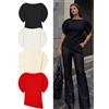 HH T-shirt Asimmetrica Casual da Donna Primavera Estate, Blusa Chic da Ufficio con Scollo a O e Maniche Corte a Sbuffo, Tinta Unita