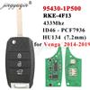 jingyuqin Telecomando auto pieghevole a 3 pulsanti Jingyuqin RKE-4F13 per KIA Venga 2014-2019 95430-1P500 433Mhz ID46 HU134 Aftermarket