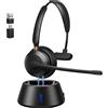 Acer Auricolare Wireless Acer con Bluetooth 5.3 e Dongle USB 2.4G per Lavoro, Cancellazione del Rumore AI ENC, Auricolare Monoaurale con Base di Ricarica