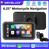 Develuck Navigatore GPS per Moto da 6,25 Pollici con Carplay Wireless, Android Auto, Doppio BT, Schermo Touch, Impermeabile IPX7, Supporto Magnetico
