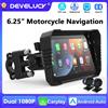 Develuck Navigatore GPS portatile da 6,25 pollici per moto con touchscreen, Carplay, Android Auto, Bluetooth, registratore di guida, monitor moto, impermeabile IPX7