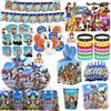 Bandai Set Completo per Festa di Compleanno One Piece: Palloncini Luffy, Sacchetti Regalo, Piatti, Bicchieri, Tovaglia, Tovaglioli, Giocattoli per Bambini, Regali e Accessori per Baby Shower