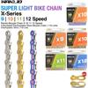 NANLIO Catena per Bicicletta Nanlio Serie X 9 10 11 12 Velocità Completamente Cava Ultra-leggera 116L per MTB e Bici da Strada, Placcatura Oro Argento Arcobaleno