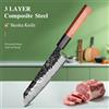 TURWHO Coltello da Chef Bunka 6 Pollici in Acciaio Composito a 3 Strati, Utensile da Cucina Professionale Giapponese Fatto a Mano di Alta Qualità