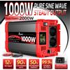 FLAMEZUM Inverter di Potenza a Onda Sinusoidale Pura DC 12V AC 230V 1000W Nominale 2000W di Picco con Display LCD, Telecomando e USB Type-C per Camper e Auto