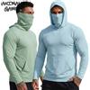 ANIMAL GAME T-Shirt con Cappuccio UPF50+ per Uomo, Asciugatura Rapida, Protezione Solare, per Escursionismo e Pesca, Manica Lunga