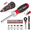 Geinxurn Kit Cacciavite a Cricchetto Geinxurn, Set di Punte Miste da 1/4" con Chiave, Bussole e Inserti per Dadi per Fai da Te