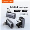 CABLETIME Adattatore CABLETIME Type C 240W OTG USB C 8K 60Hz 40Gbps Convertitore a 90 Gradi USB4 per iPhone, MacBook, iPad