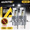 AUXITO 2 Pezzi Lampadine LED AUXITO H4 50W 12V 6500K Canbus per Auto, Abbaglianti e Anabbaglianti, 9003 HB2, Potenti, Super Luminose, Senza Ventola