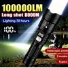 ctzsoop Torcia LED Ricaricabile Super Luminosa 100000LM, Lampada Tattica a Lungo Raggio per Campeggio, Pesca e Attività all'Aperto, Impermeabile