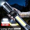ctzsoop Torcia LED ad alta potenza, potente torcia COB ricaricabile TYPE-C con luce laterale per campeggio ed escursioni all'aperto