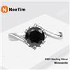 NeeTim Anelli da donna in moissanite nera e rosa, gioielli in argento sterling S925 per matrimonio, anello di fidanzamento con certificato, anello da donna