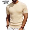 ANIMAL GAME Nuova Maglietta Estiva a Maniche Corte in Maglia Morbida Testurizzata, T-Shirt Casual da Uomo, Maglieria a Costine con Collo Rotondo
