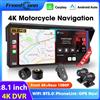 FreedConn Navigatore GPS Freedconn per moto, DVR, Carplay, Android Auto, portatile, 8.1 pollici, IP67 impermeabile, registratore wireless per moto, monitor.